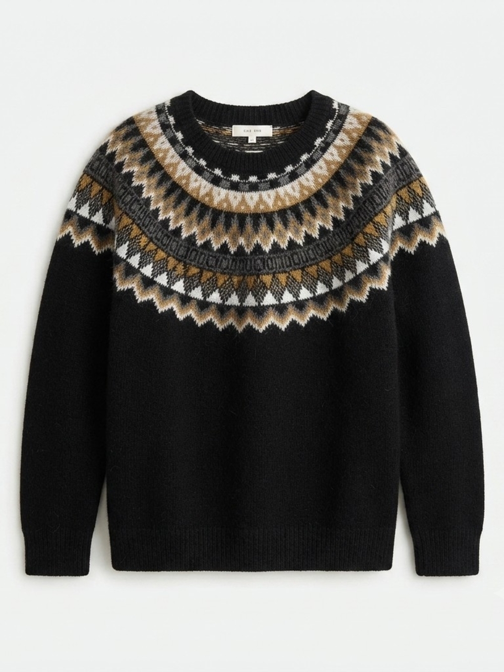 Talbots Plus Size 1X Sweater Black & Multi-Color Knit Crew Neck